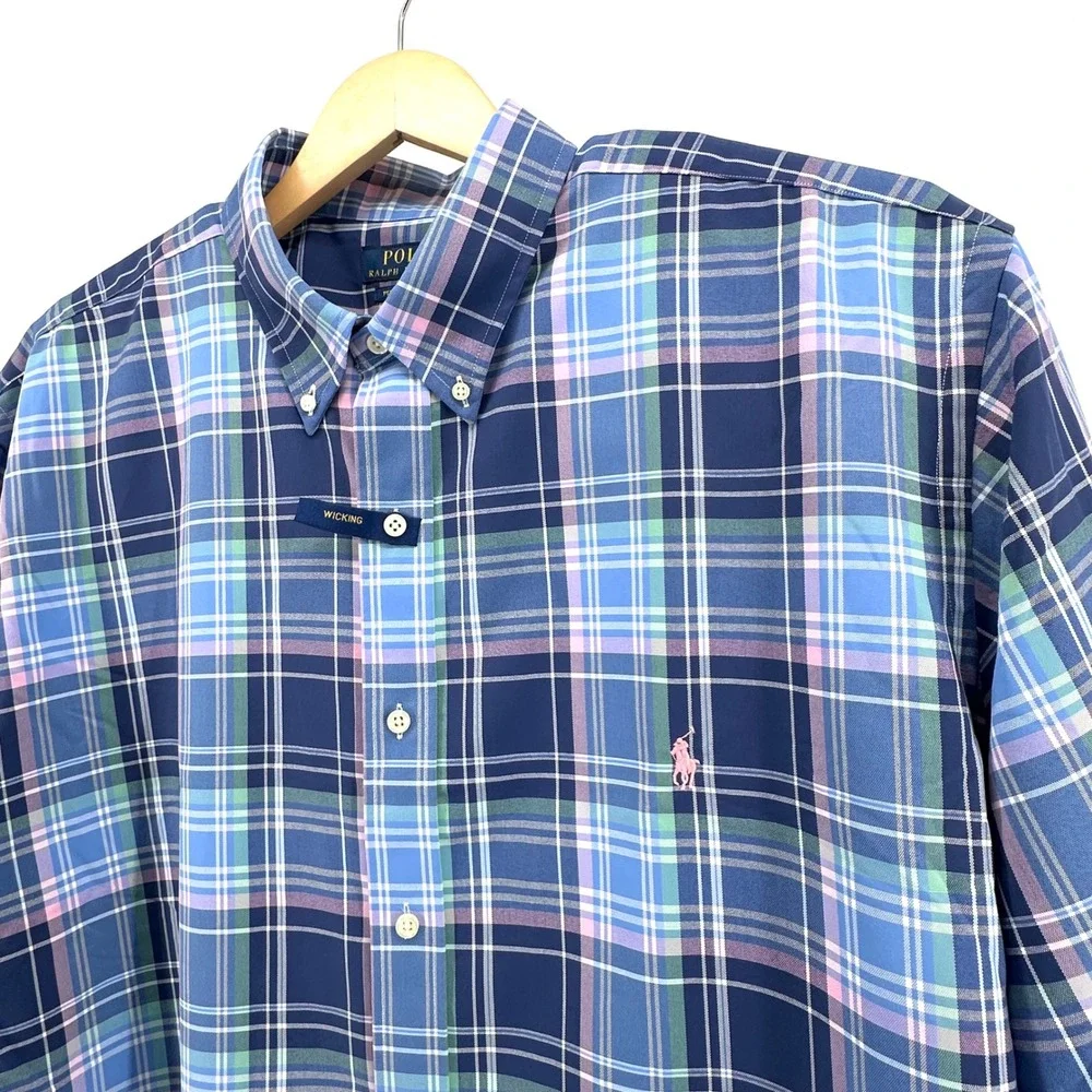 NWT‎ Polo Ralph Lauren Performance Plaid Shirt Mens 2XLT Wicking